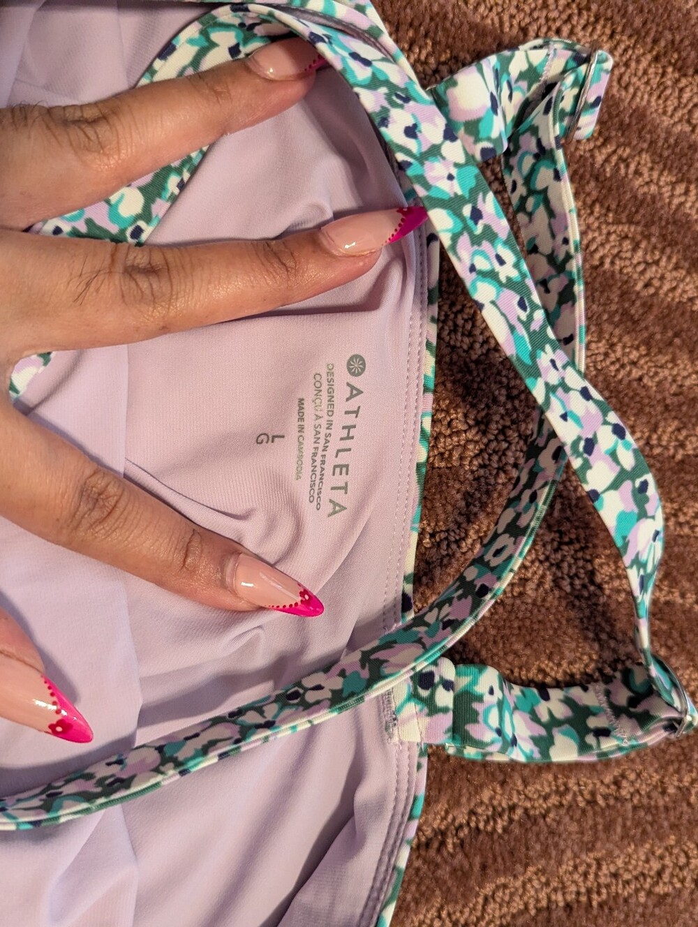 Athleta Hermosa One-Piece Swimsuit in Green and Pink - Picture 7 of 7